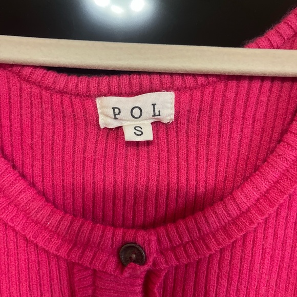 POL Hot Pink Ribbed Button-Front Tank - Picture 2 of 2